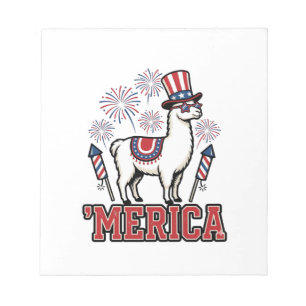 Patriottische Lama Merica Vintage Vector Ontwerp_1 Notitieblok