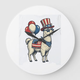 Patriottische Lama Vintage Gravure Shirt Ontwerp_1 Grote Klok