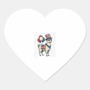 Patriottische Lama Vintage Gravure Shirt Ontwerp_1 Hart Sticker
