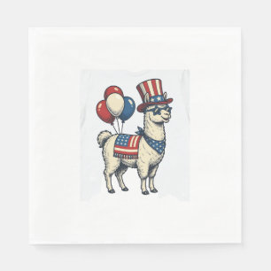 Patriottische Lama Vintage Gravure Shirt Ontwerp_1 Servet