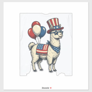 Patriottische Lama Vintage Gravure Shirt Ontwerp_1 Sticker