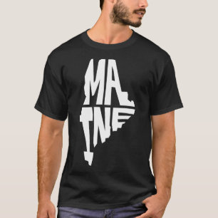 Patriottische landkaart van Maine Text Shape Desig T-shirt