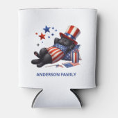 Patriottische Lazy Black Cat 4th van juli Blikjeskoeler (Voorkant)