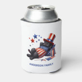 Patriottische Lazy Black Cat 4th van juli Blikjeskoeler (Blikje Achterkant)