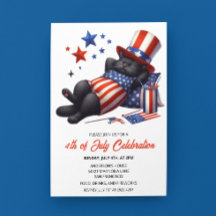 Patriottische Lazy Black Cat 4th van juli Uitnodig