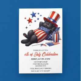 Patriottische Lazy Black Cat 4th van juli Uitnodig Save The Date