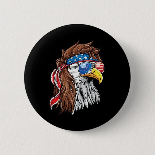 Patriottische Ld Adelaar Mullet VS Amerikaanse Vla Ronde Button 5,7 Cm (Voorkant)