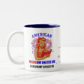 Patriottische leesvrijheid tweekleurige koffiemok (Links)