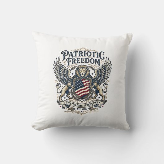 Patriottische Leeuw Adelaar Bewaker Dier Hybride P Kussen (Voorkant)