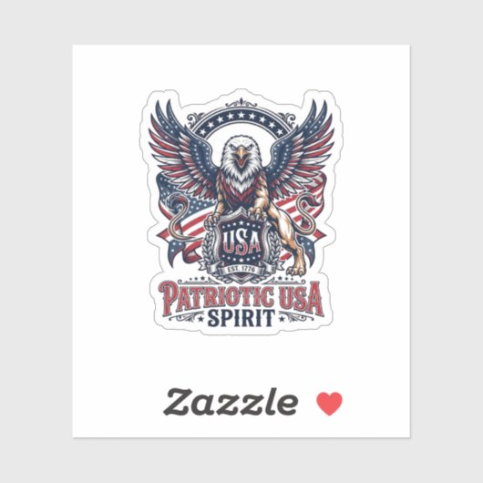 Patriottische Leeuw Arend Bewaker Dier Hybride Pat Sticker (Vel)