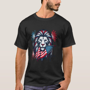 Patriottische Leeuw Grappig 4 juli Onafhankelijkhe T-shirt