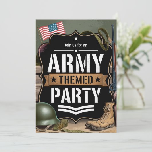 Patriottische Leger-Theme Partij Militaire Viering Kaart (Staand voorkant)