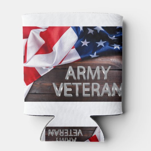 Patriottische "legerveteraan" blikjeskoeler (Achterkant)