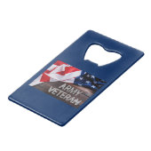 Patriottische "legerveteraan" creditkaart flessenopener (Voorkant Gekanteld)