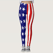 Patriottische Leggings - Amerikaanse Vlag Print Vr (Voorkant)