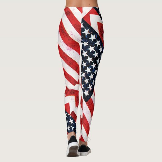 Patriottische leggings rood wit en blauw (Achterkant)