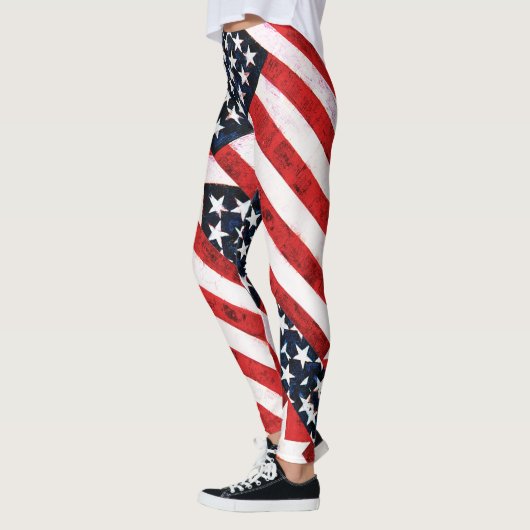 Patriottische leggings rood wit en blauw (Links)