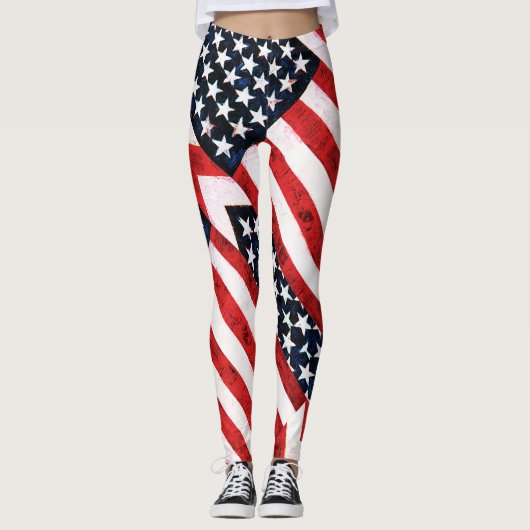 Patriottische leggings rood wit en blauw (Voorkant)