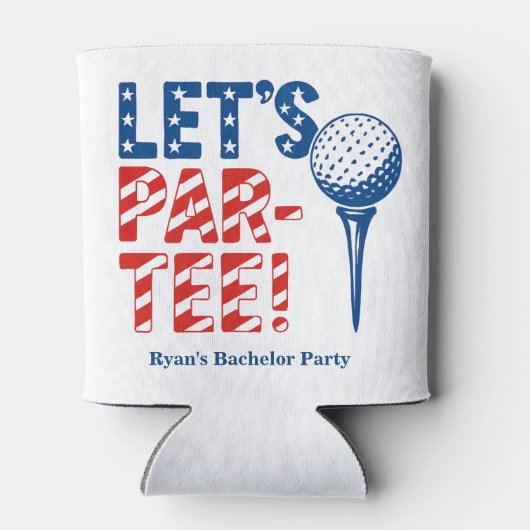 Patriottische “Let’s Par-Tee!” Golfblikkoeler Blikjeskoeler (Achterkant)