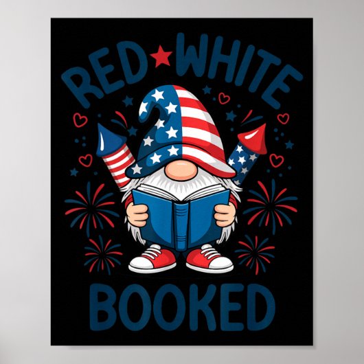 Patriottische lezer Rood Wit Geboekt Vuurwerk Poster (Voorkant)