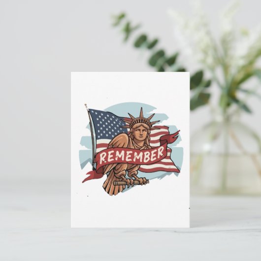 Patriottische Liberty Eagle "Remember" Grafisch on Briefkaart (Staand voorkant)