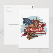 Patriottische Liberty Eagle "Remember" Grafisch on Briefkaart (Voorkant / Achterkant)