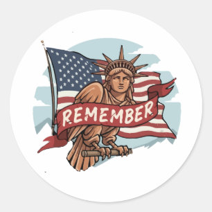 Patriottische Liberty Eagle "Remember" Grafisch on Ronde Sticker
