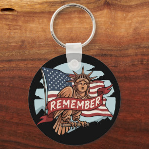 Patriottische Liberty Eagle "Remember" Grafisch on Sleutelhanger