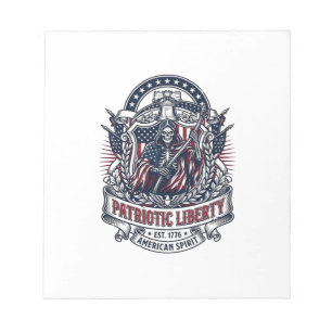 Patriottische Liberty Reaper Donkere Patriot Skele Notitieblok