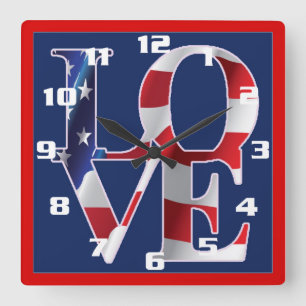 Patriottische Liefde Amerikaanse Vlag Vierkante Klok
