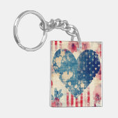 Patriottische liefde en bloemen sleutelhanger (Voorkant Links)