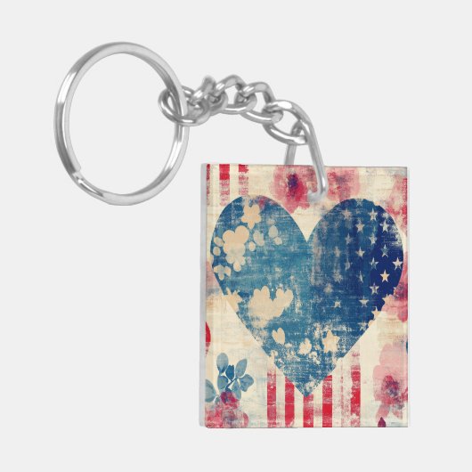 Patriottische liefde en bloemen sleutelhanger (Voorkant Links)