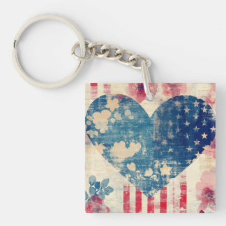 Patriottische liefde en bloemen sleutelhanger