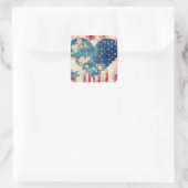 Patriottische liefde en bloemen vierkante sticker (Tas)