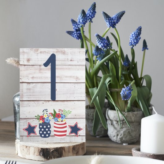 Patriottische liefde II Rustic 4 juli bruiloft Kaart