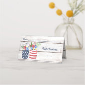 Patriottische liefde II Rustic 4 juli bruiloft Plaatskaartje (Voorkant)