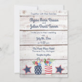 Patriottische liefde II Rustic 4 juli Foto bruilof Kaart (Voorkant)