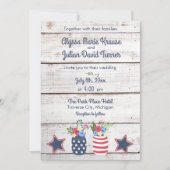 Patriottische liefde II Rustic Vierde juli bruilof Kaart (Voorkant)