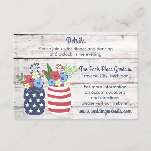 Patriottische liefde II Vierde juli Details Invoeg Informatiekaartje (Voorkant)