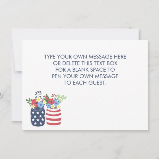 Patriottische liefde II Vierde juli Wedding Dank j Bedankkaart (Achterkant)