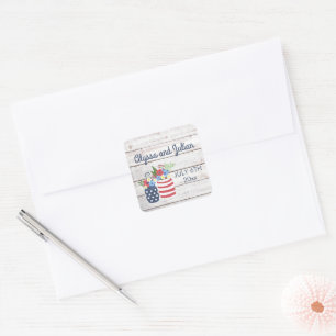 Patriottische liefde Vierde juli bruiloft Vierkante Sticker