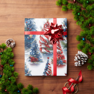 Patriottische lint kerstbomen cadeaupapier