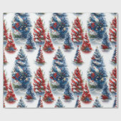 Patriottische lint kerstbomen cadeaupapier (Vlak)