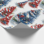 Patriottische lint kerstbomen cadeaupapier (Hoek)