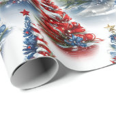 Patriottische lint kerstbomen cadeaupapier (Rol Hoek)