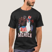 Patriottische Llama Merica Grappig 4 juli Vuurwerk T-shirt (Voorkant)