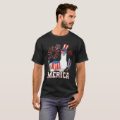 Patriottische Llama Merica Grappig 4 juli Vuurwerk T-shirt (Voorkant volledig)