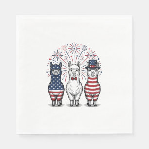 Patriottische Llama-Vuurwerk Vintage Vector-shirt_ Servet