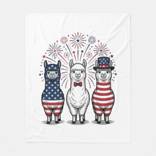 Patriottische Llama-Vuurwerk Vintage Vector T-shir Fleece Deken
