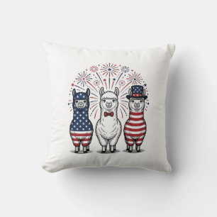 Patriottische Llama-Vuurwerk Vintage Vector T-shir Kussen